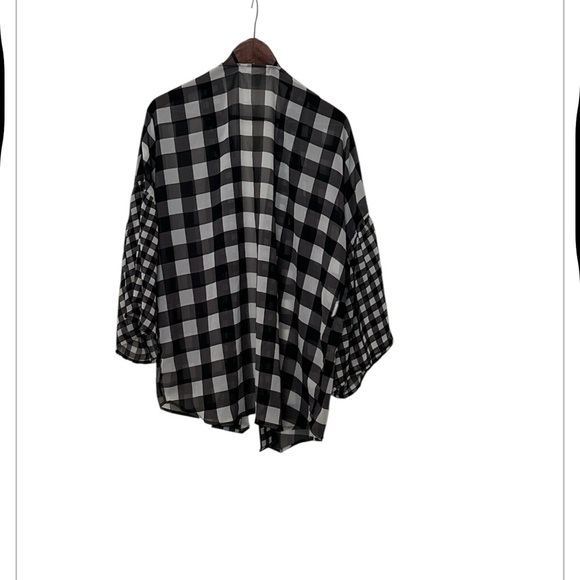 LC Lauren Conrad Kimono (without belt) Black & White Gingham One size fits most - Picture 4 of 5